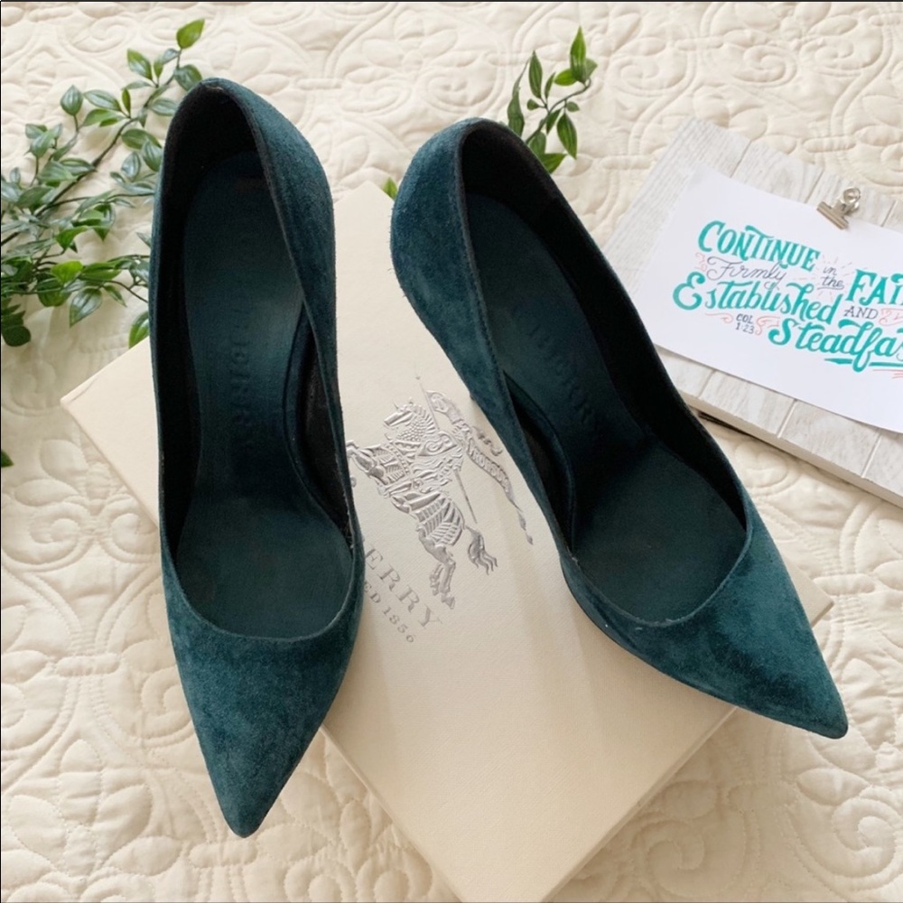 Burberry Tranley Teal Green High Heels Sz 38